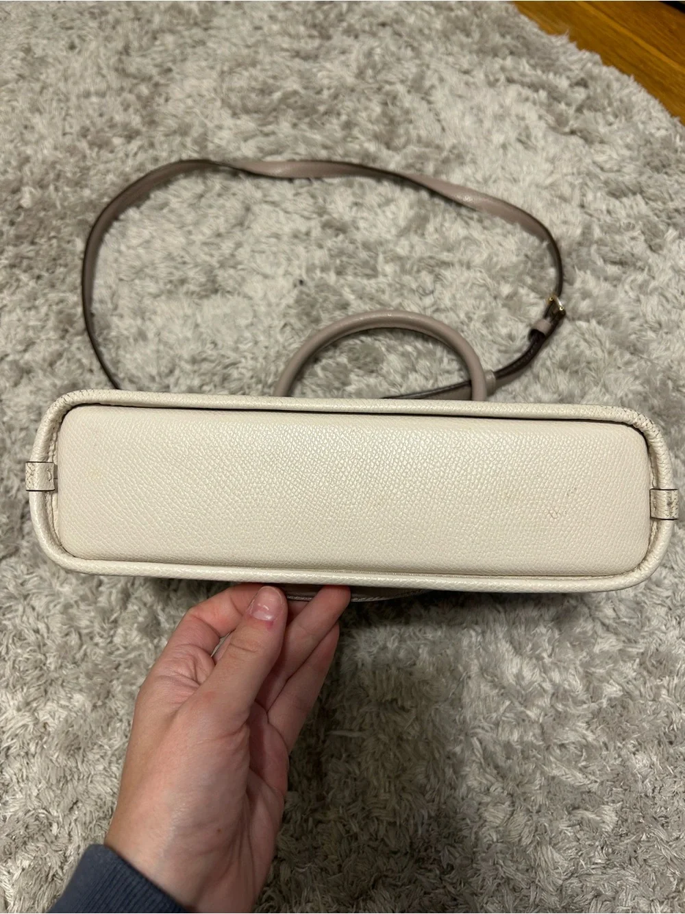 Coach Two-Tone Taupe and Cream Leather Dome Purse